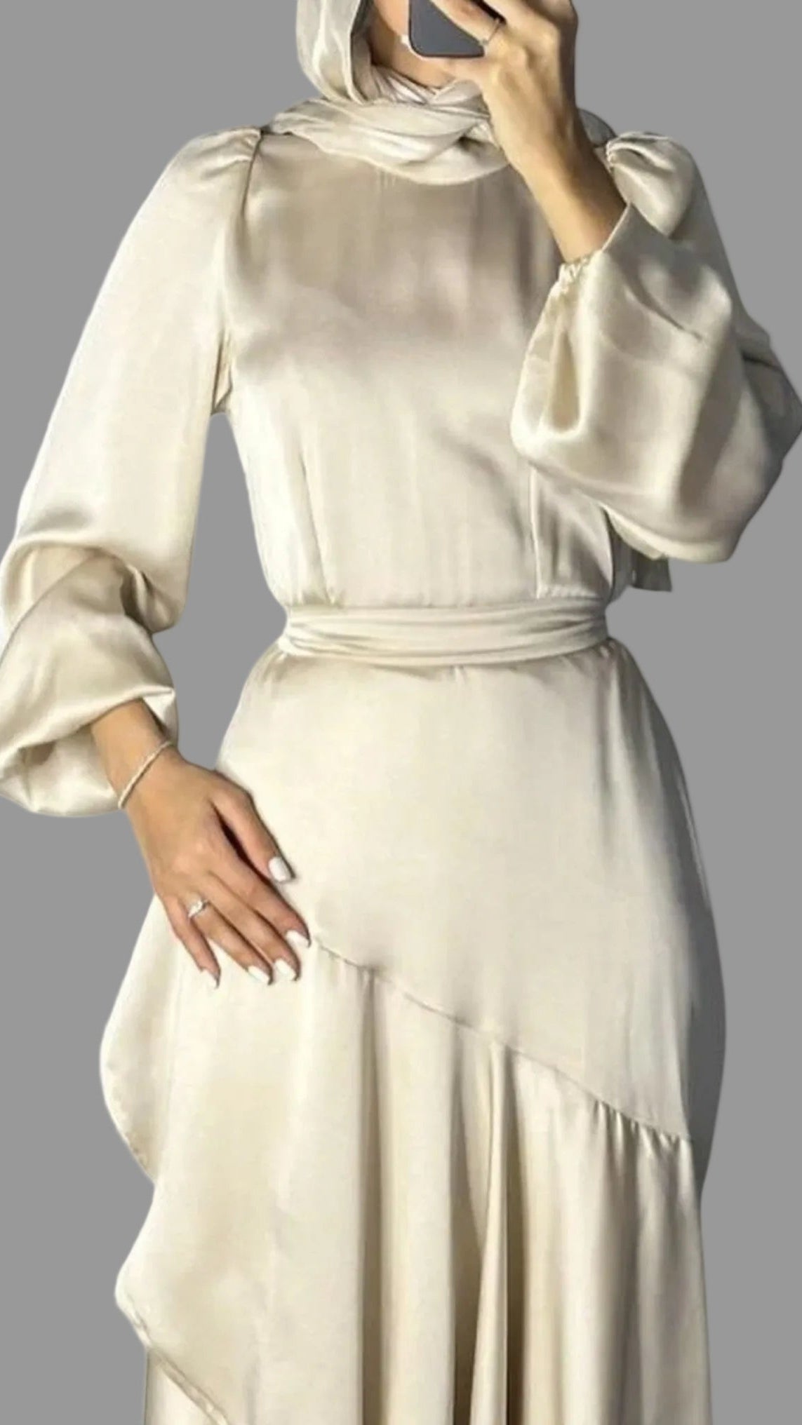 The Layali Dress — Luxe Satin Modest Evening Maxi – Modestisa