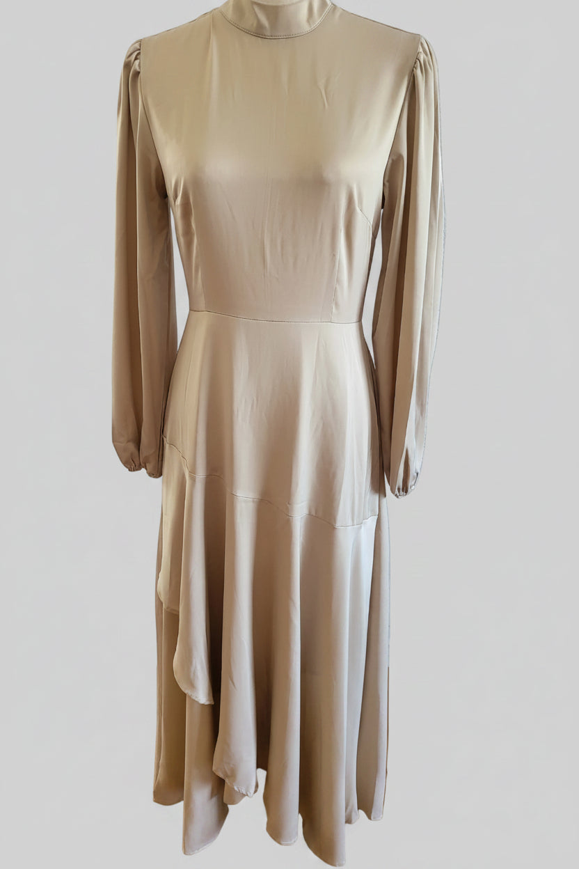 The Layali Dress — Luxe Satin Modest Evening Maxi