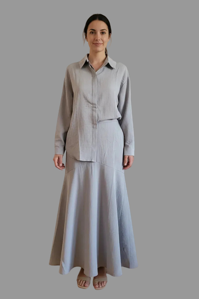 The Sera Set - Shirt & Tiered Maxi Skirt Co-Ord Set