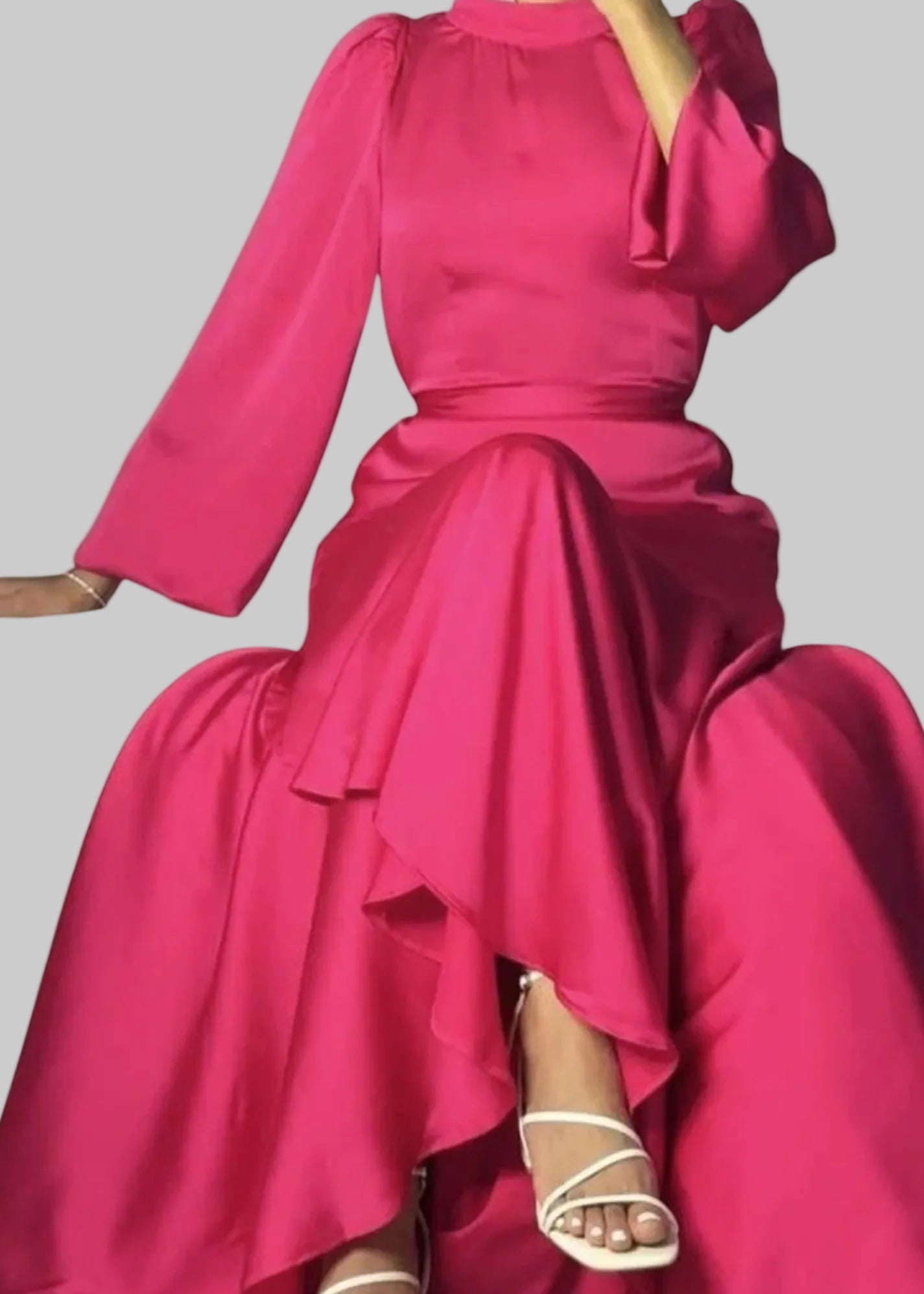 The Layali Dress — Luxe Satin Modest Evening Maxi
