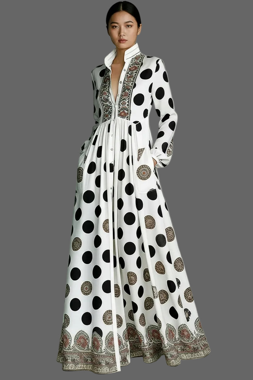 The Marlowe Polka Dot Maxi Dress